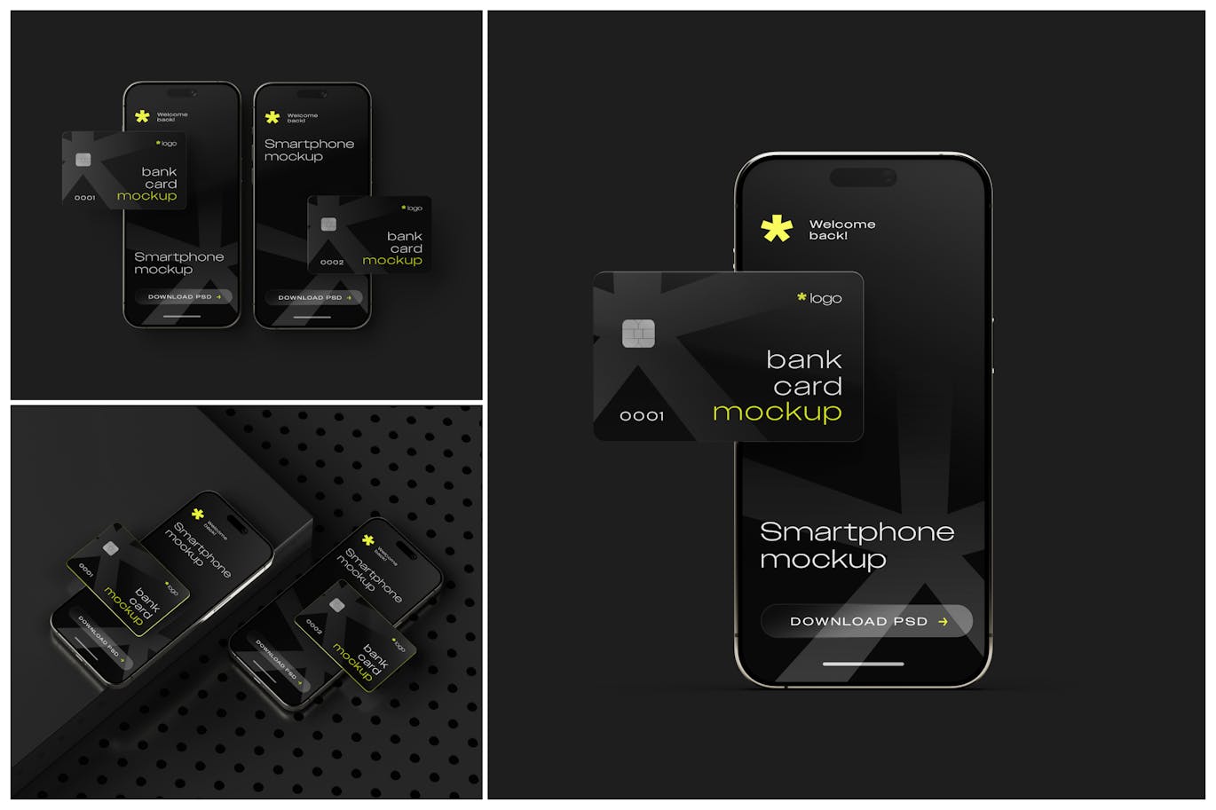 信用卡与智能手机样机集 (PSD)