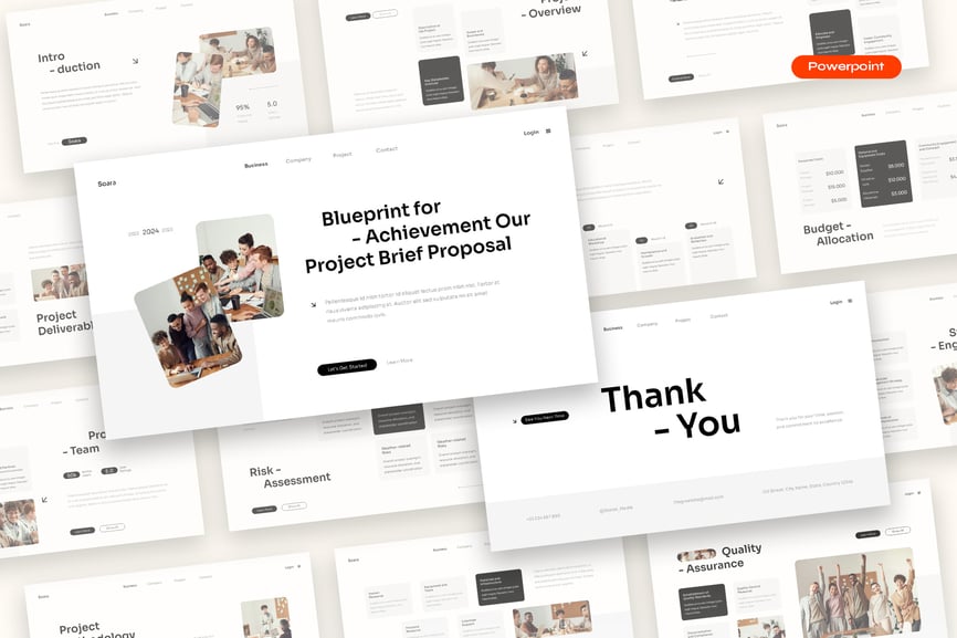 白色黑色简约项目简要提案PPT模版 (PPTX,PPT)