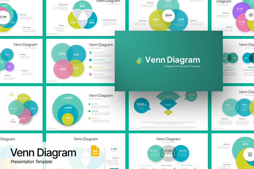 维恩图PPT模版 (PPTX)