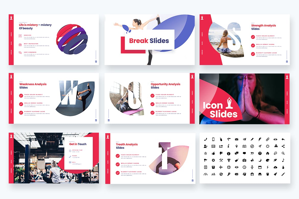 时尚高端优雅清新冥想瑜伽运动powerpoint幻灯片演示模板（pptx）