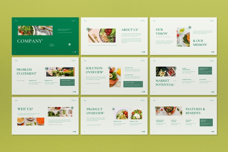 绿色极简Pitch Deck演示文稿PPT模版 (PPT)