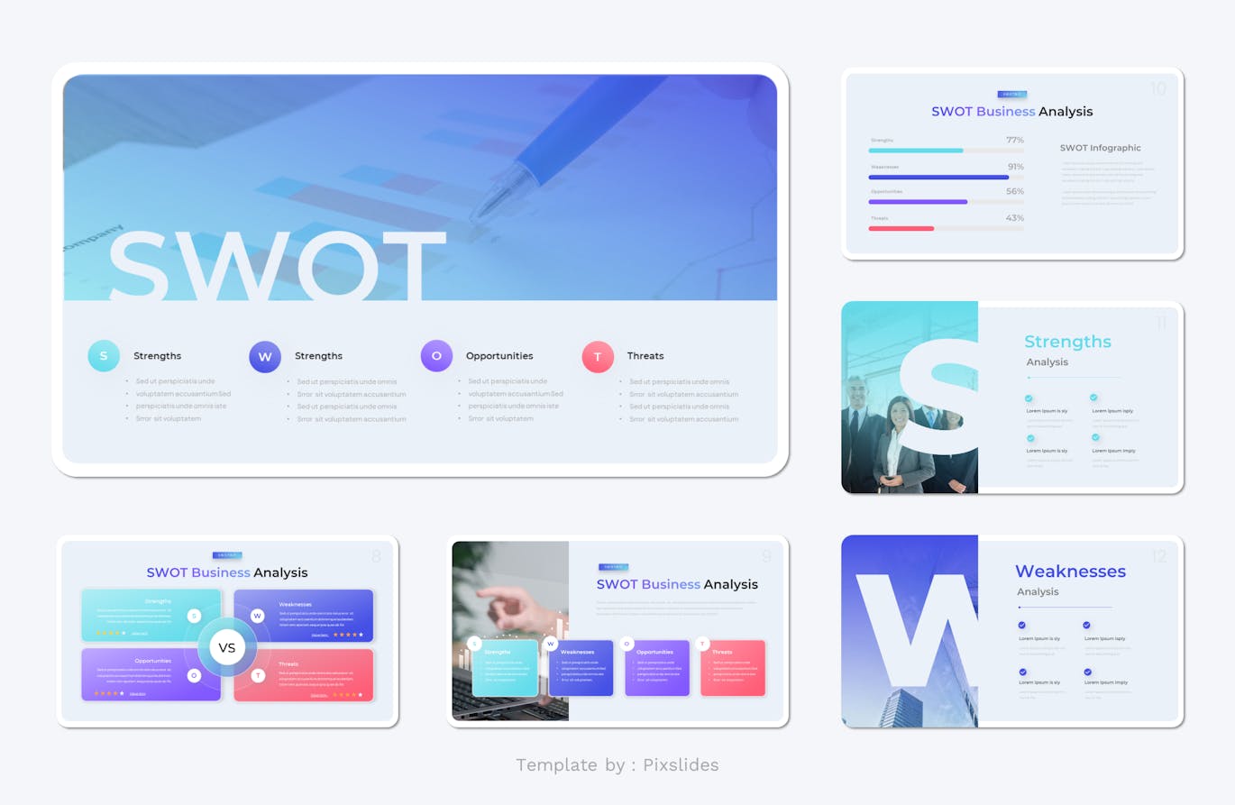 SWOT 业务优劣势分析PPT模板 (PPTX,PPT)