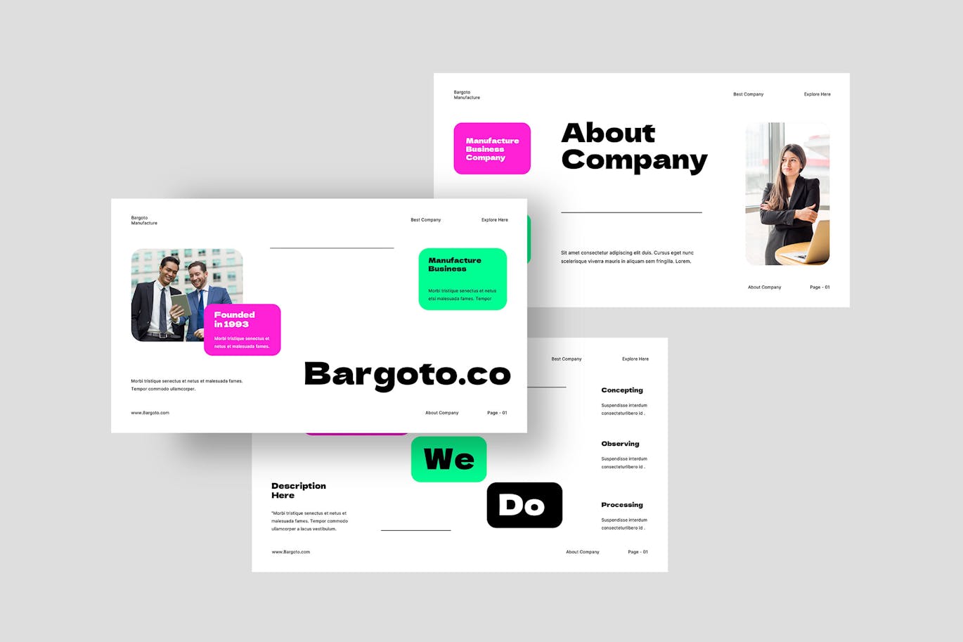 黑色粉色现代商业制造PPT模版 (PPT,PPTX)