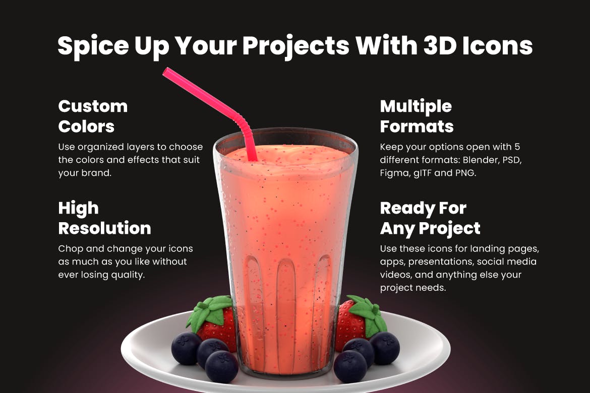 3D 早餐图标集 (FIG,PNG,PSD,Blend,GLTF)