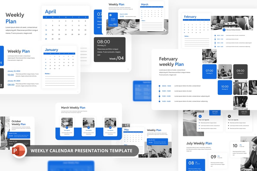 每周日历推介演示PPT模版 (PPTX)
