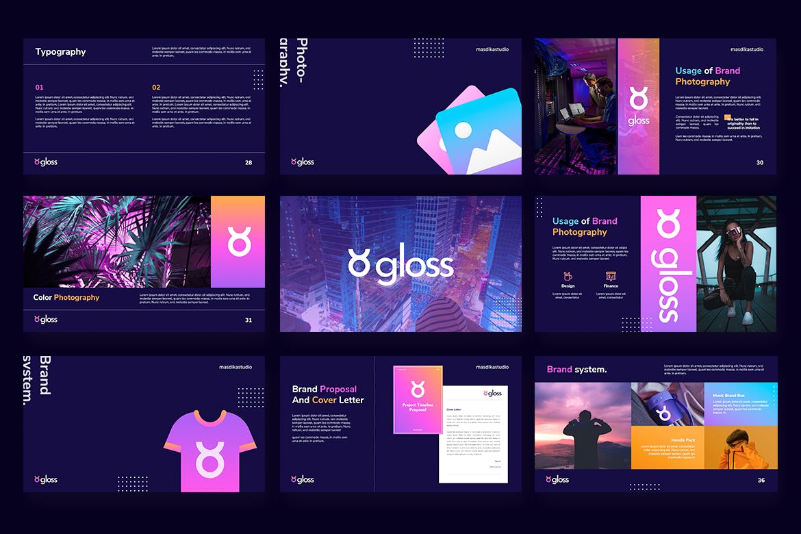 深色品牌风格PPT模板（PPTX,PDF）