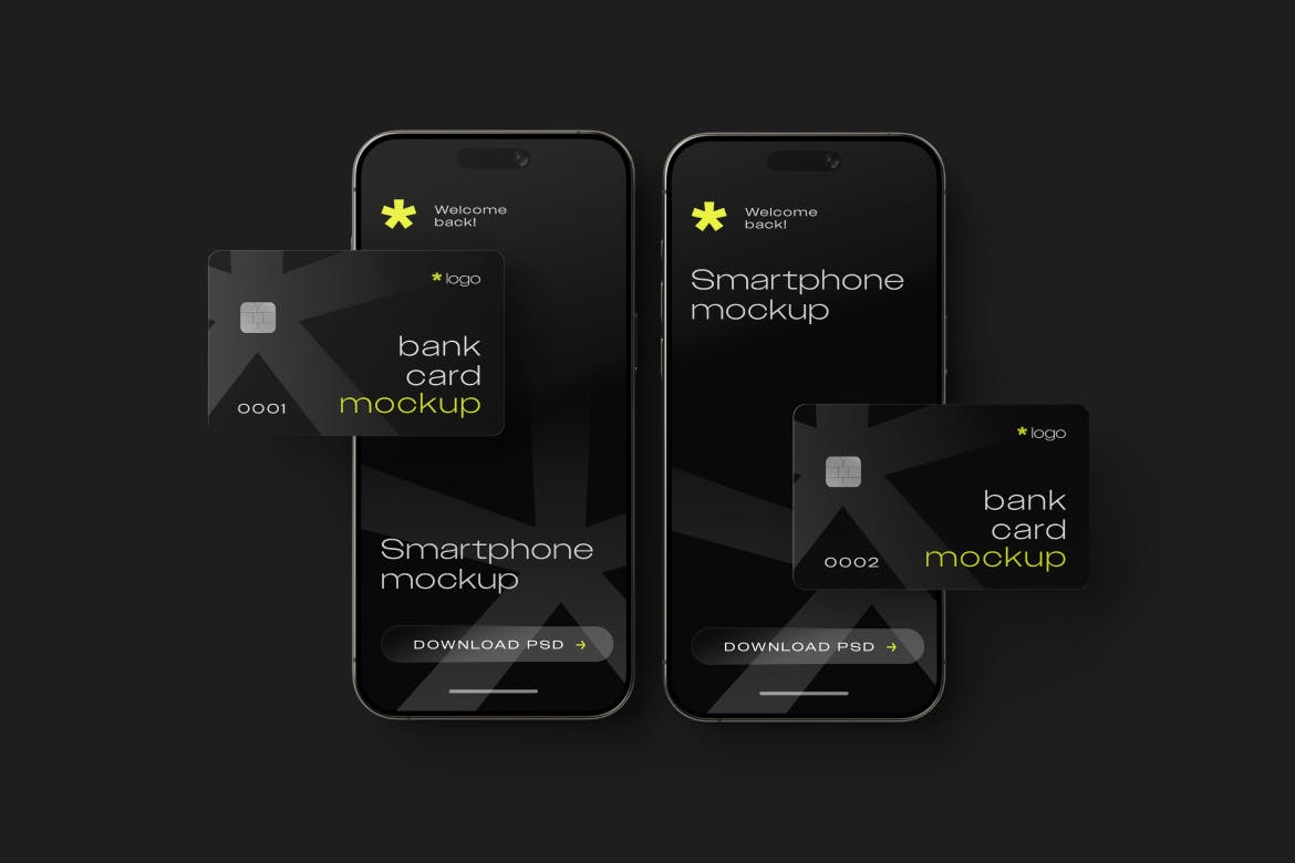 信用卡与智能手机样机集 (PSD)
