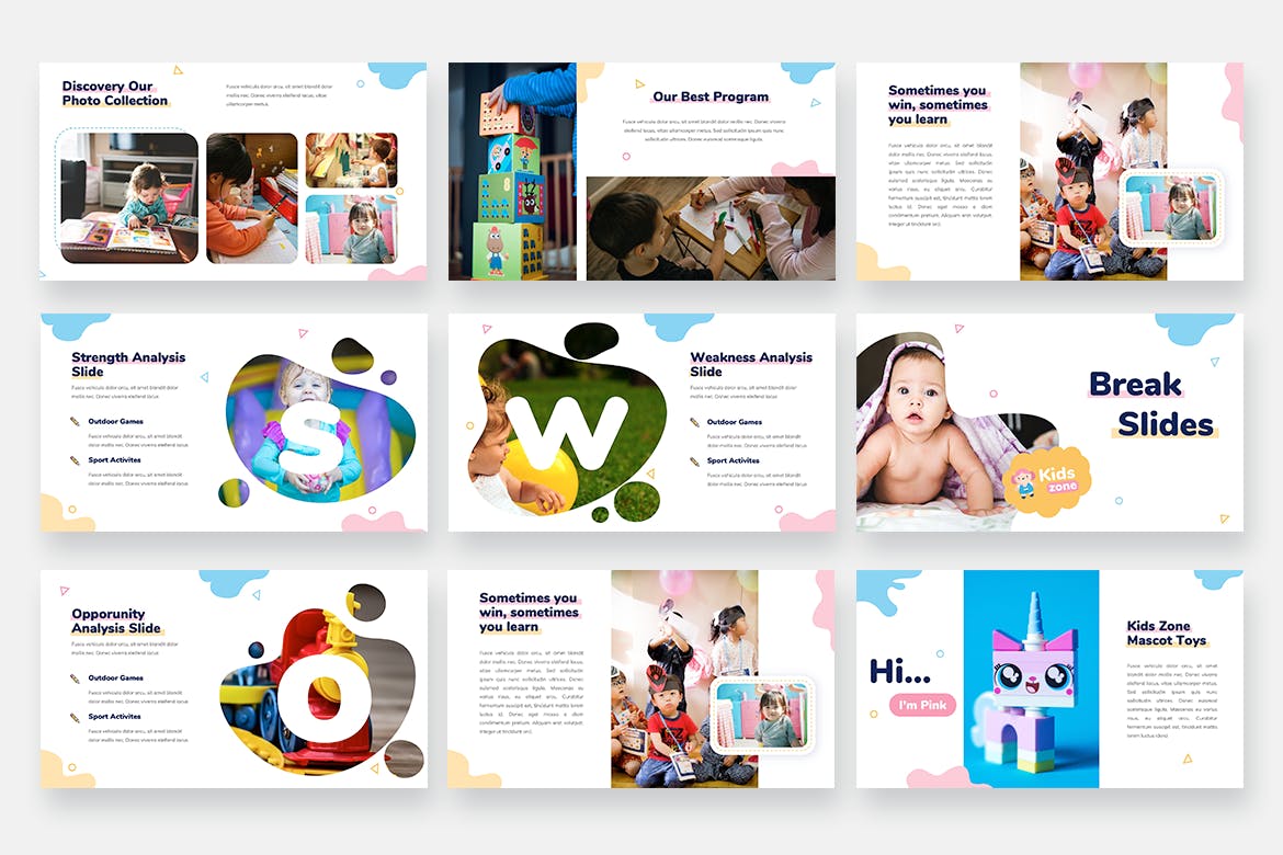 儿童和婴儿PPT模板(PPTX,PDF)