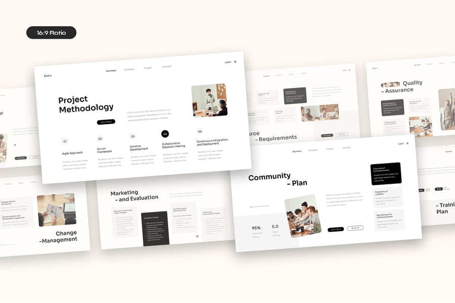 白色黑色简约项目简要提案PPT模版 (PPTX,PPT)