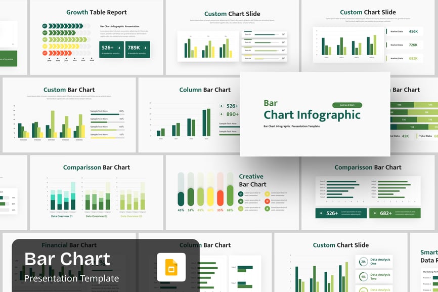 条形图报告PPT模版 (PPTX)