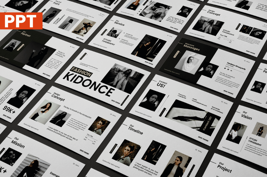 黑白时尚PPT模版 (PPTX)