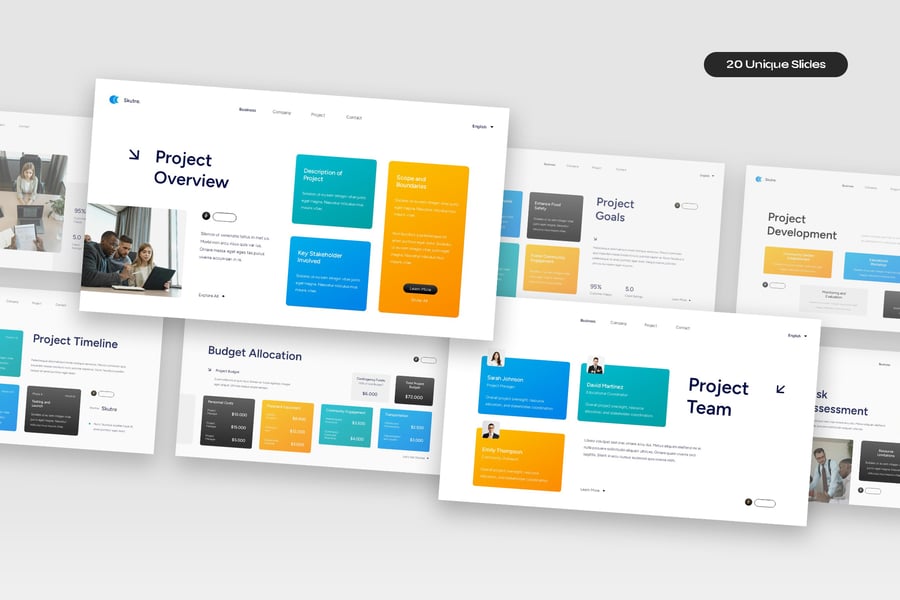 白色现代多彩公司项目建议书PPT模版 (PPTX,PPT)