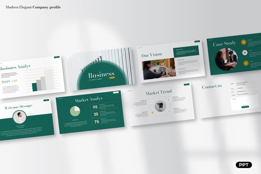 现代优雅的公司简介PPT模版 (PPTX)