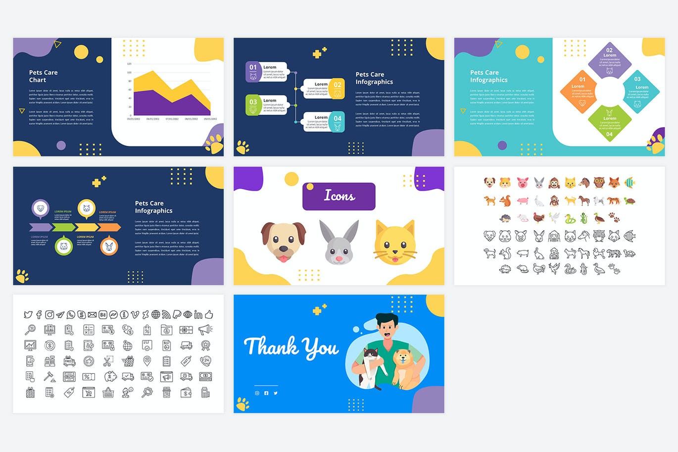 可爱 宠物护理PowerPoint模板（PPTX）