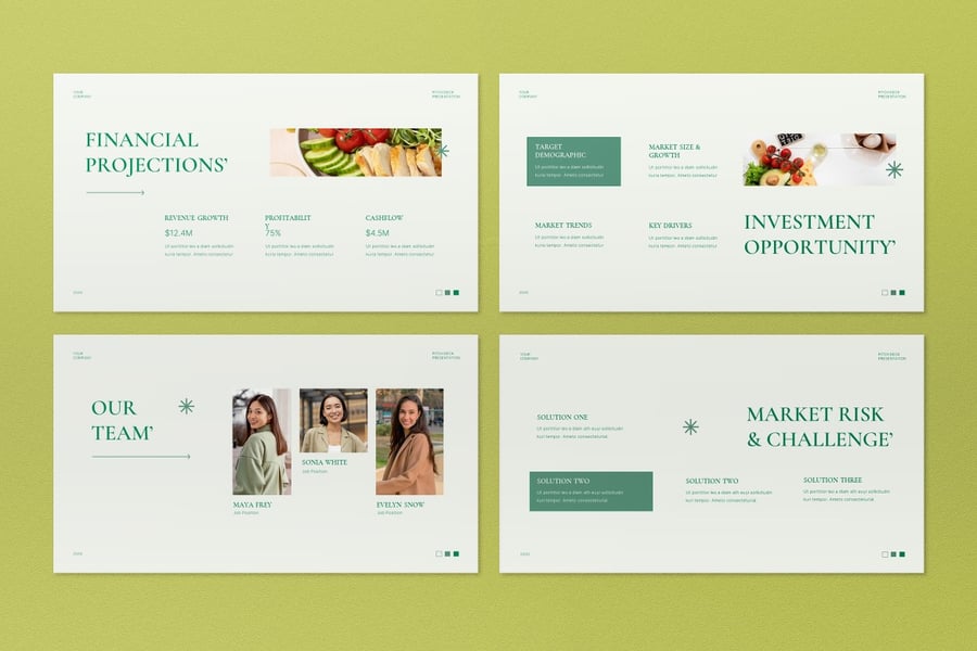 绿色极简Pitch Deck演示文稿PPT模版 (PPT)