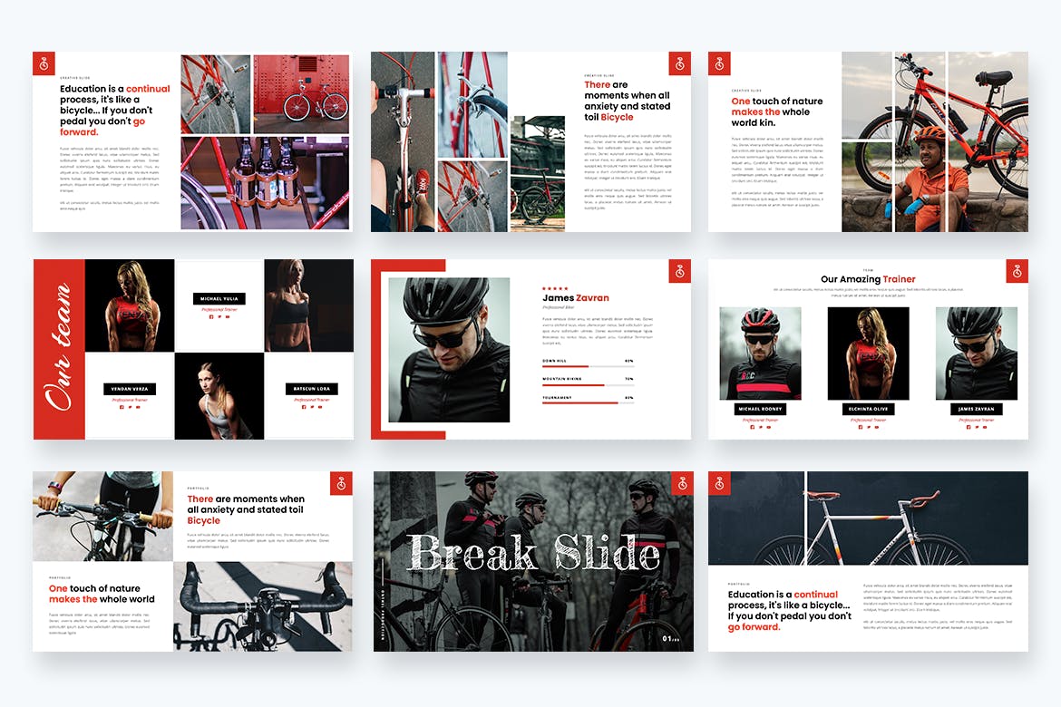 自行车主题PPT模板(PPTX)