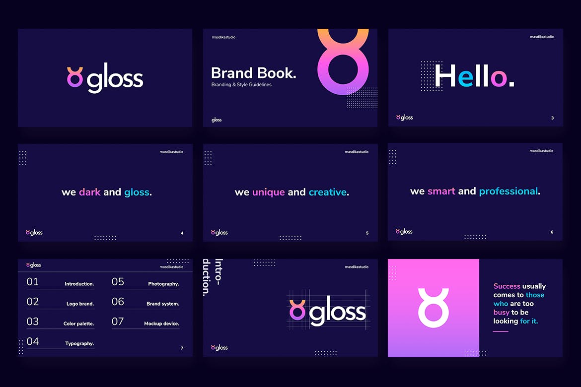 深色品牌风格PPT模板（PPTX,PDF）