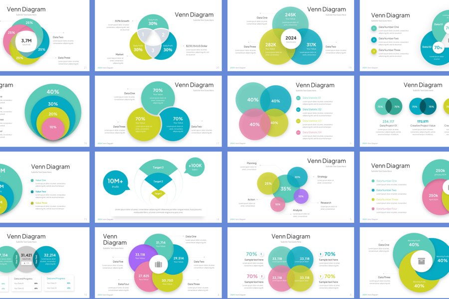维恩图PPT模版 (PPTX)