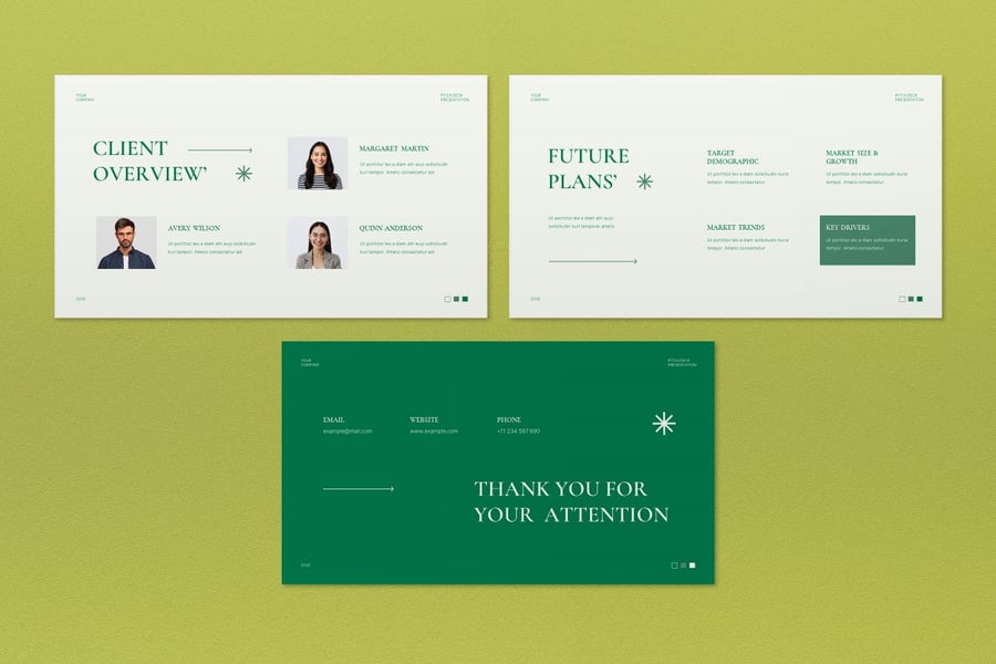 绿色极简Pitch Deck演示文稿PPT模版 (PPT)