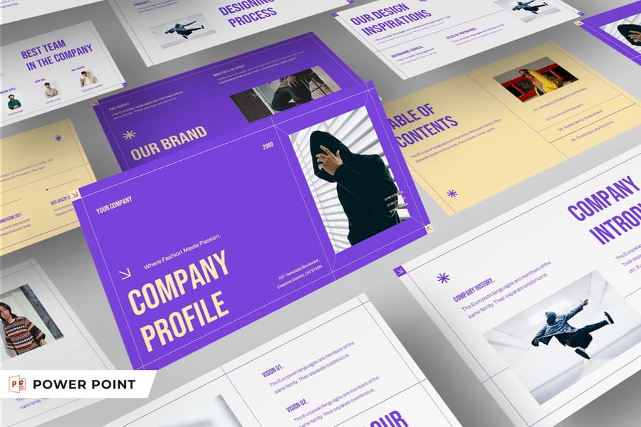 紫色奶油灰色现代风格公司简介PPT模版 (PPT,PPTX)