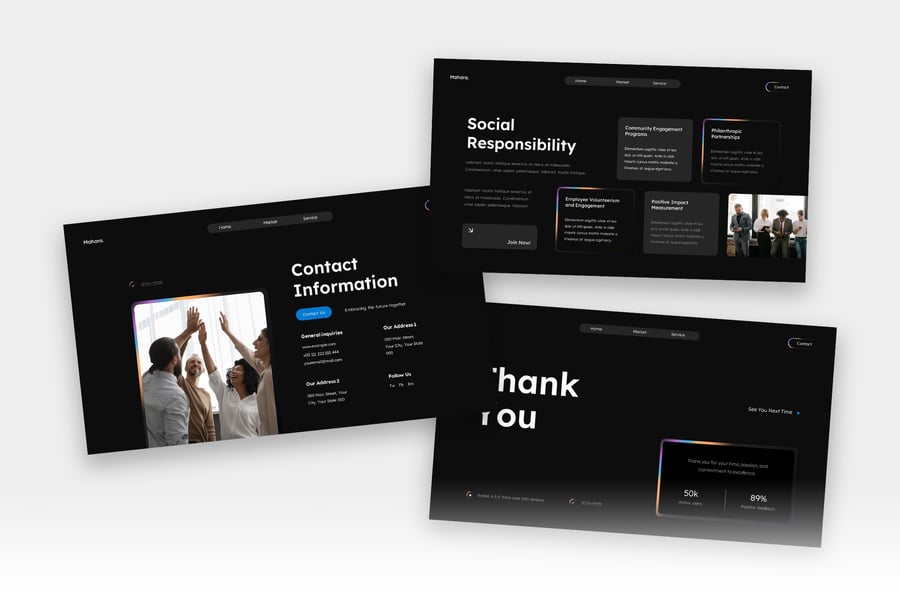 黑色多彩优雅商业机构宣传PPT模版 (PPTX,PPT)