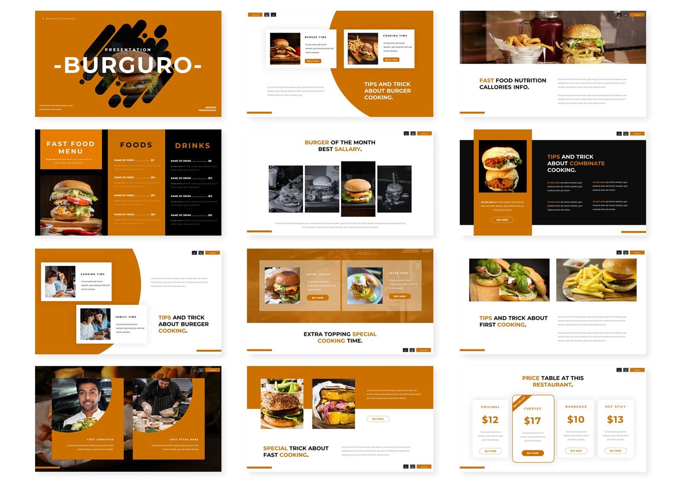 简约时尚多用途食品餐厅powerpoint幻灯片演示模板（pptx&amp;key）