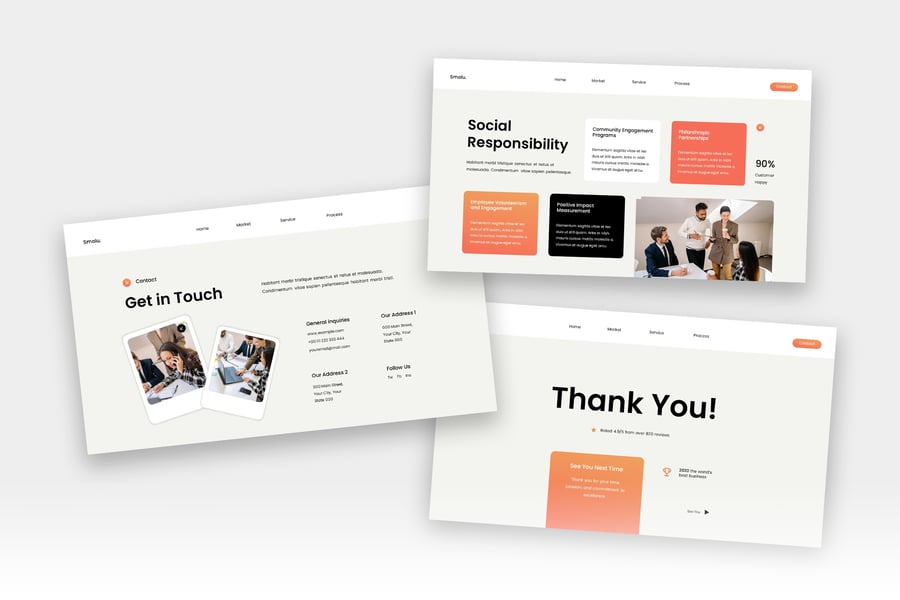 奶油橙色现代简约商业宣传片PPT模版 (PPTX,PPT)