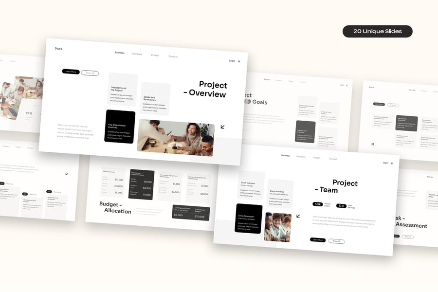 白色黑色简约项目简要提案PPT模版 (PPTX,PPT)