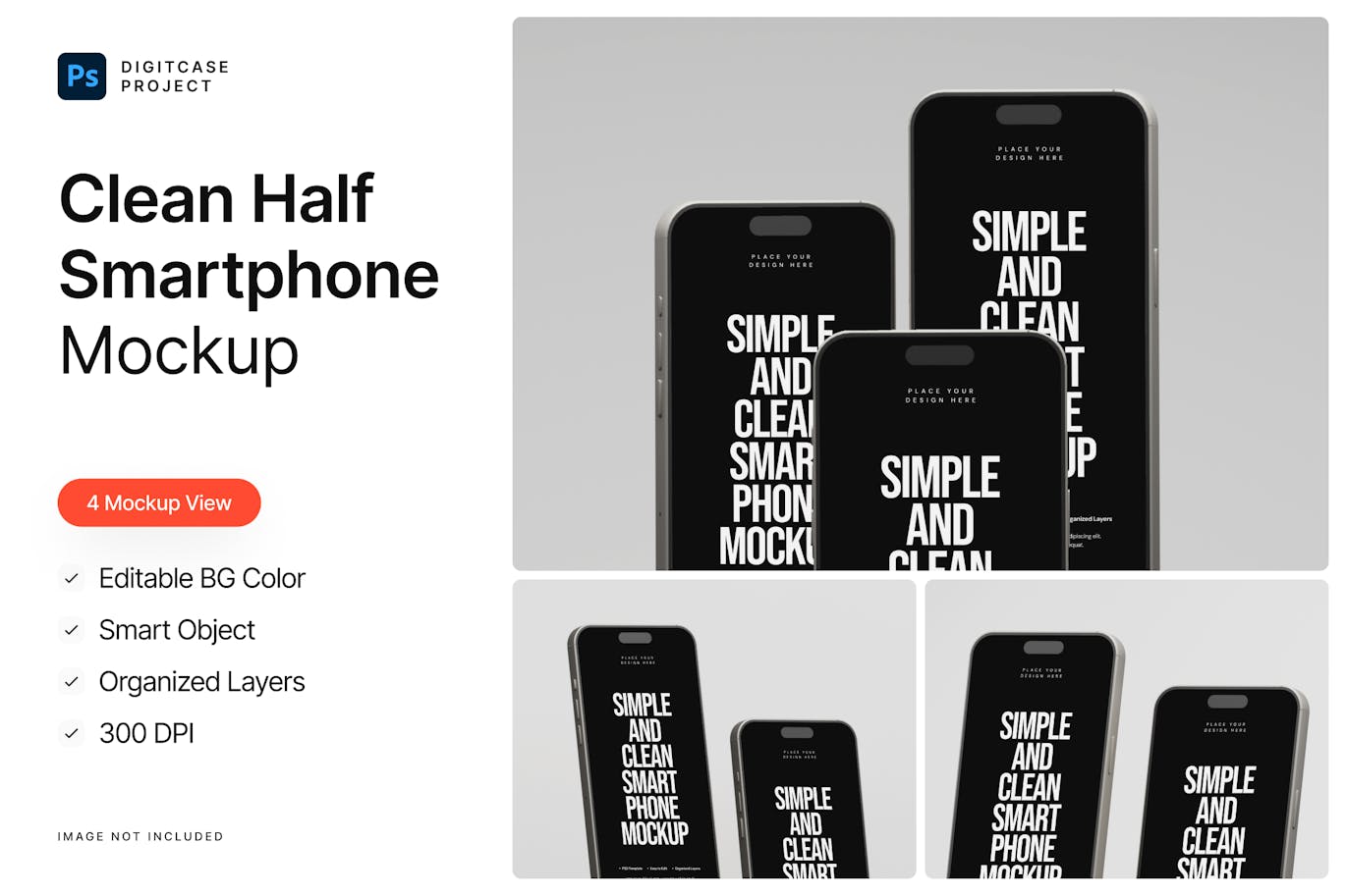 干净的半智能手机样机 (PSD)
