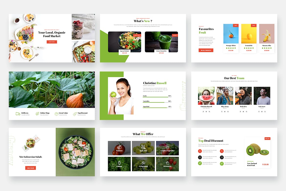 食品杂货和有机食品PPT模板(PPTX)