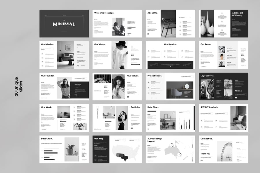 极简主义演示模板PPT模版 (PPTX)