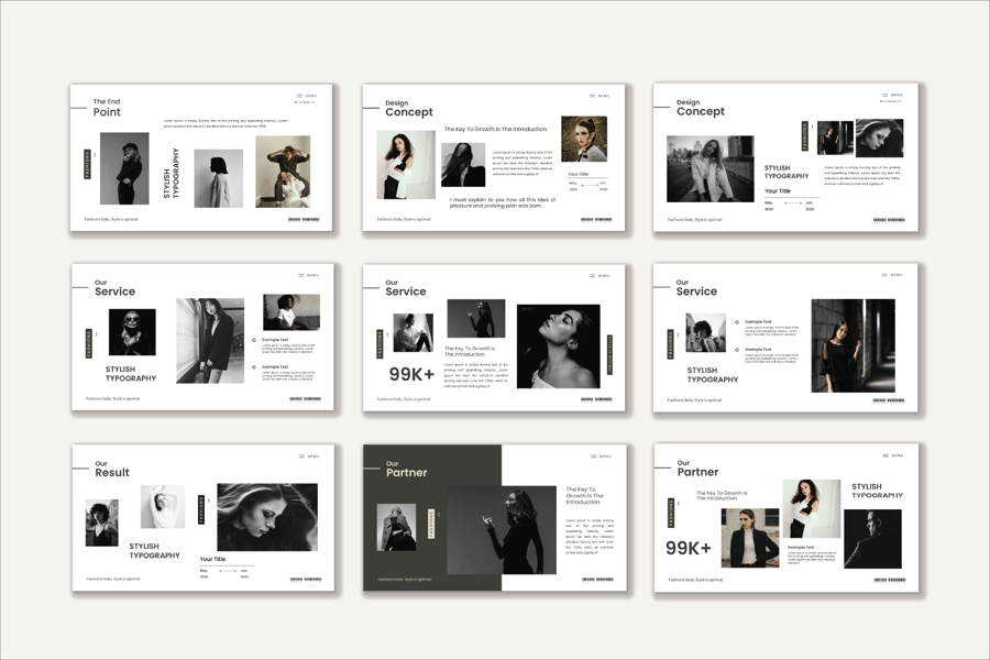 黑白时尚PPT模版 (PPTX)