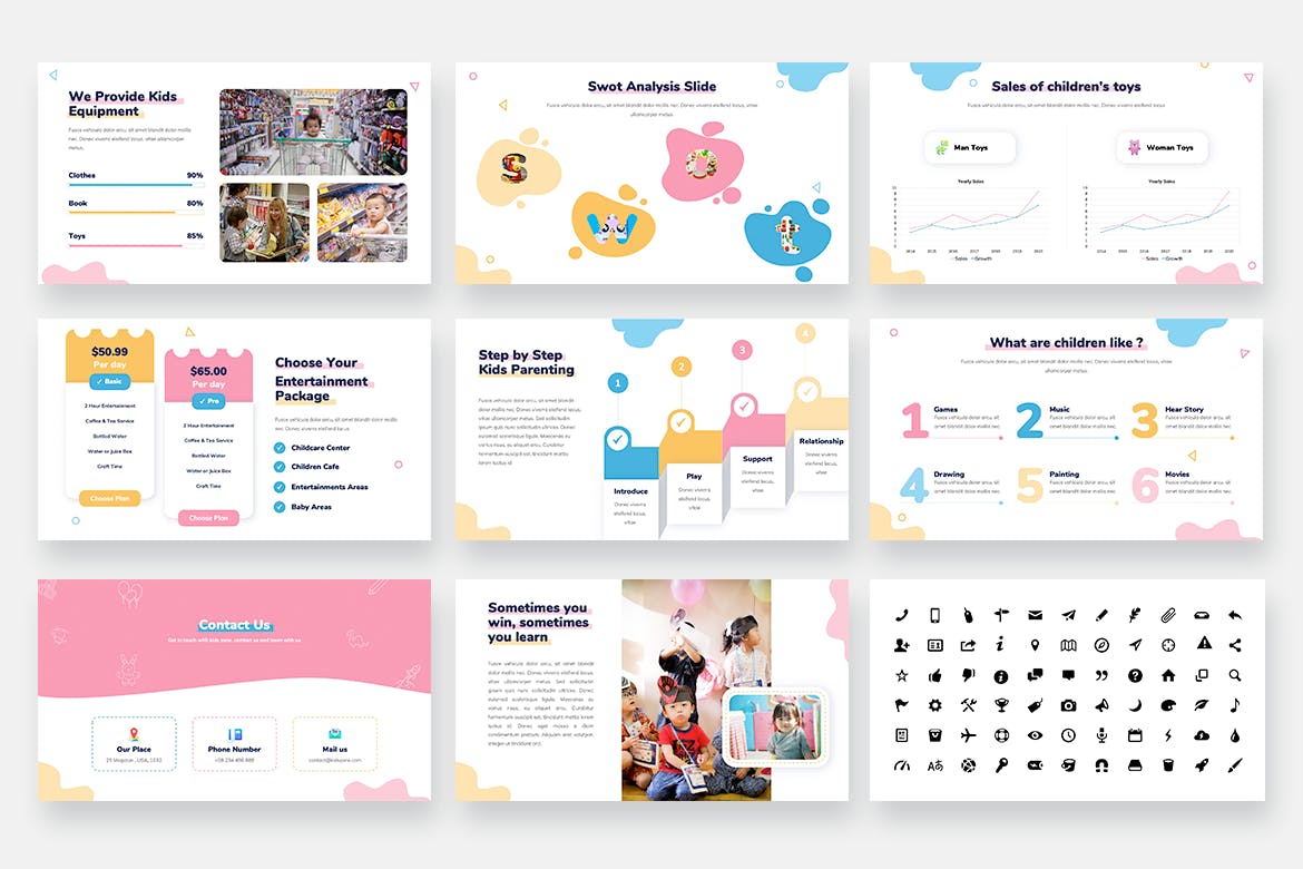 儿童和婴儿PPT模板(PPTX,PDF)