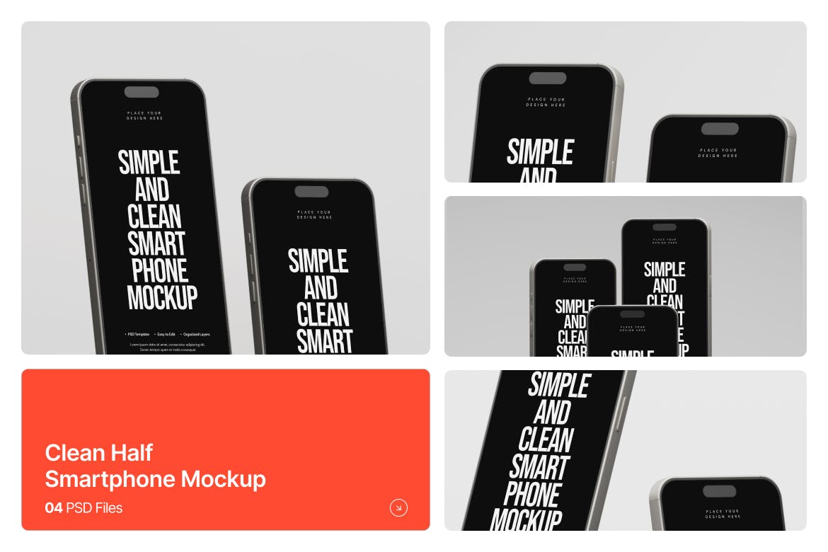 干净的半智能手机样机 (PSD)