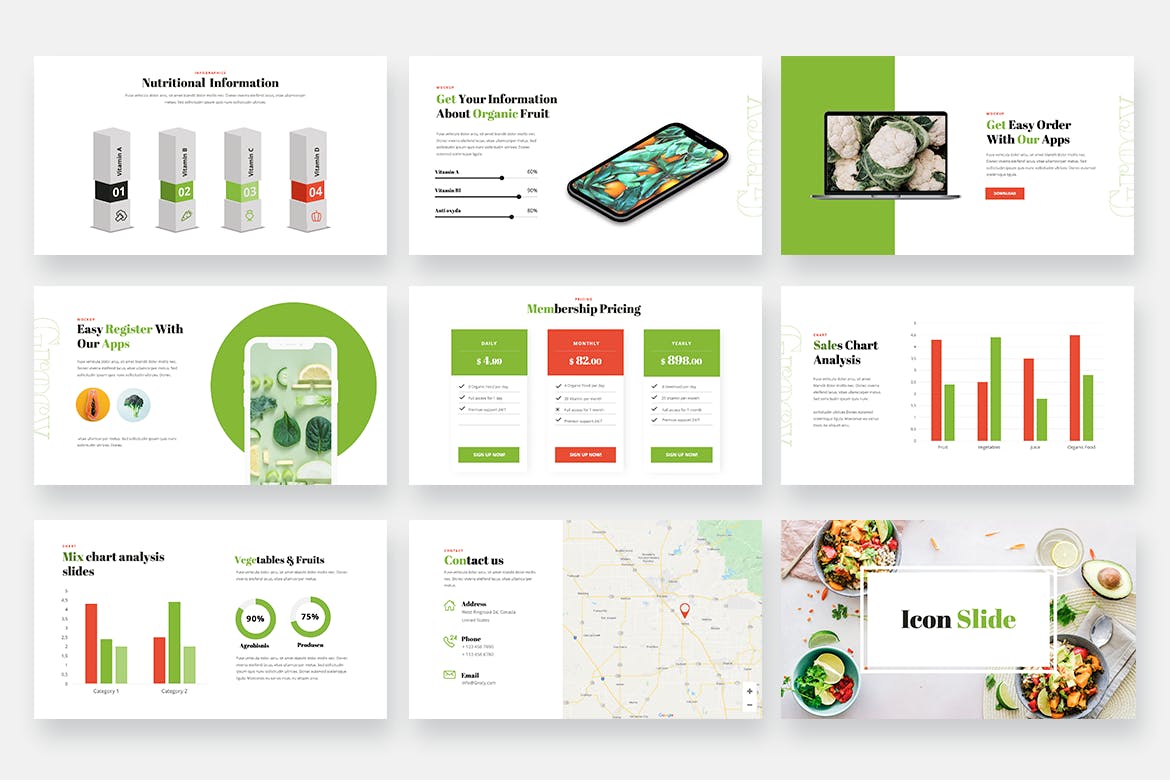 食品杂货和有机食品PPT模板(PPTX)