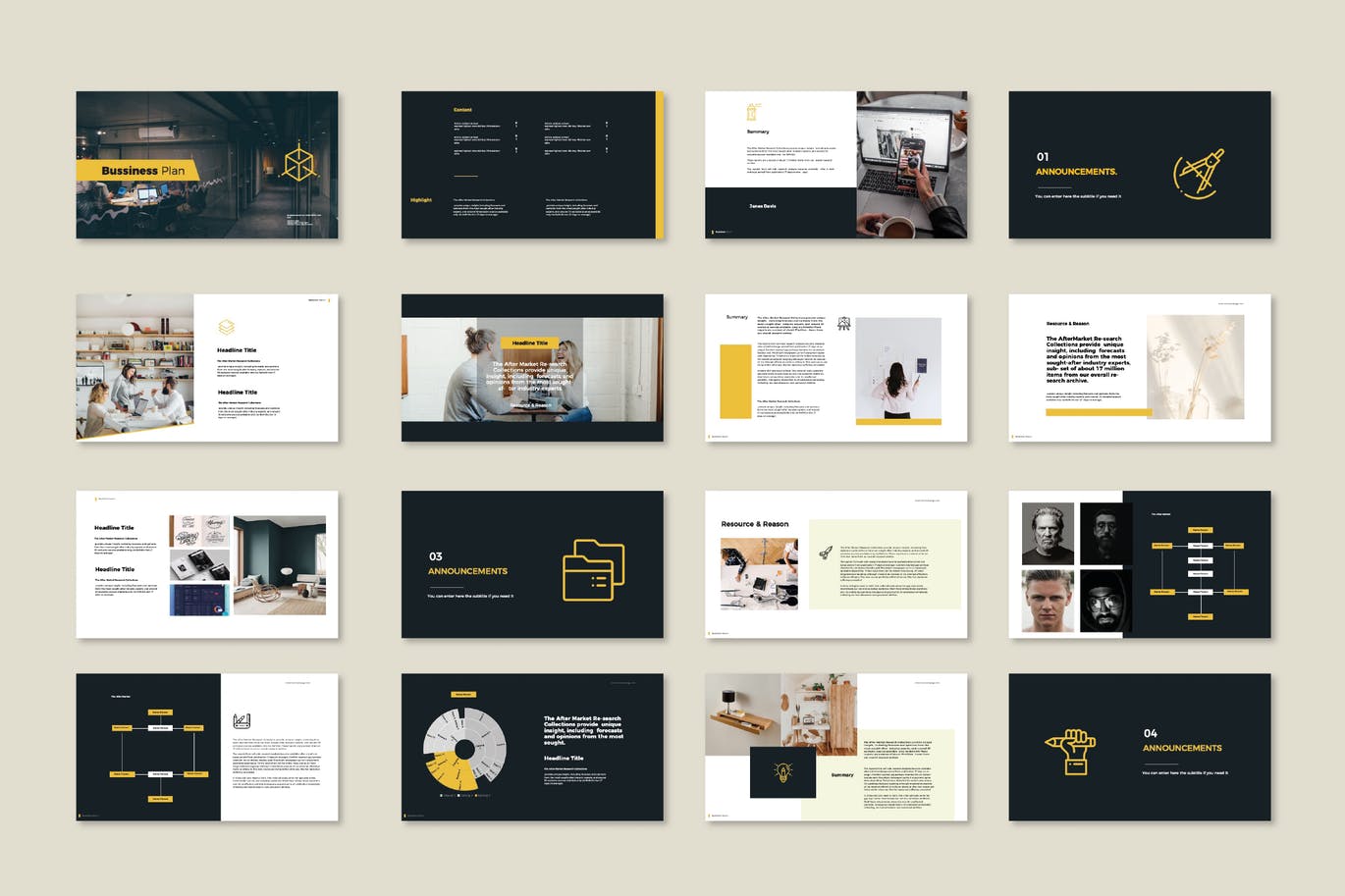 优雅简约好用的商业商务提案powerpoint幻灯片演示模板（pptx）