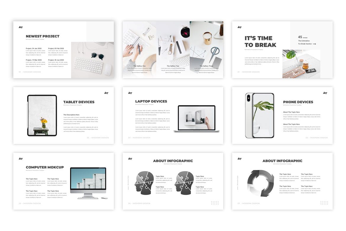 极简主义多用途大数据powerpoint幻灯片演示模板（pptx）