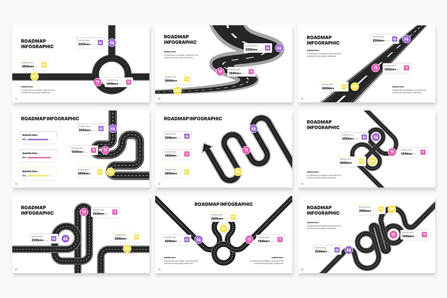 路线图项目信息图表PPT模版 (PPTX)