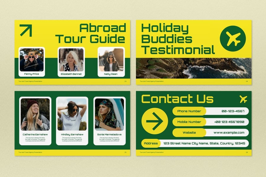 绿色几何旅游及旅游展示PPT模版 (PPT,PPTX)