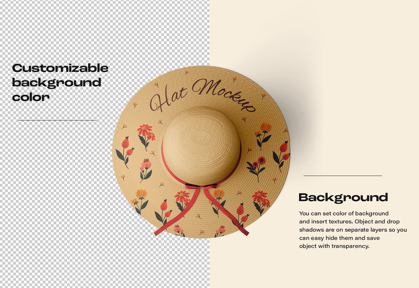 草帽帽子样机套装 (PSD)