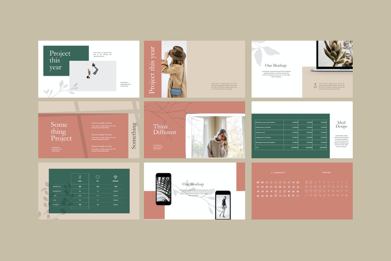 优雅时尚简约高端清新多用途powerpoint幻灯片演示模板（pptx）