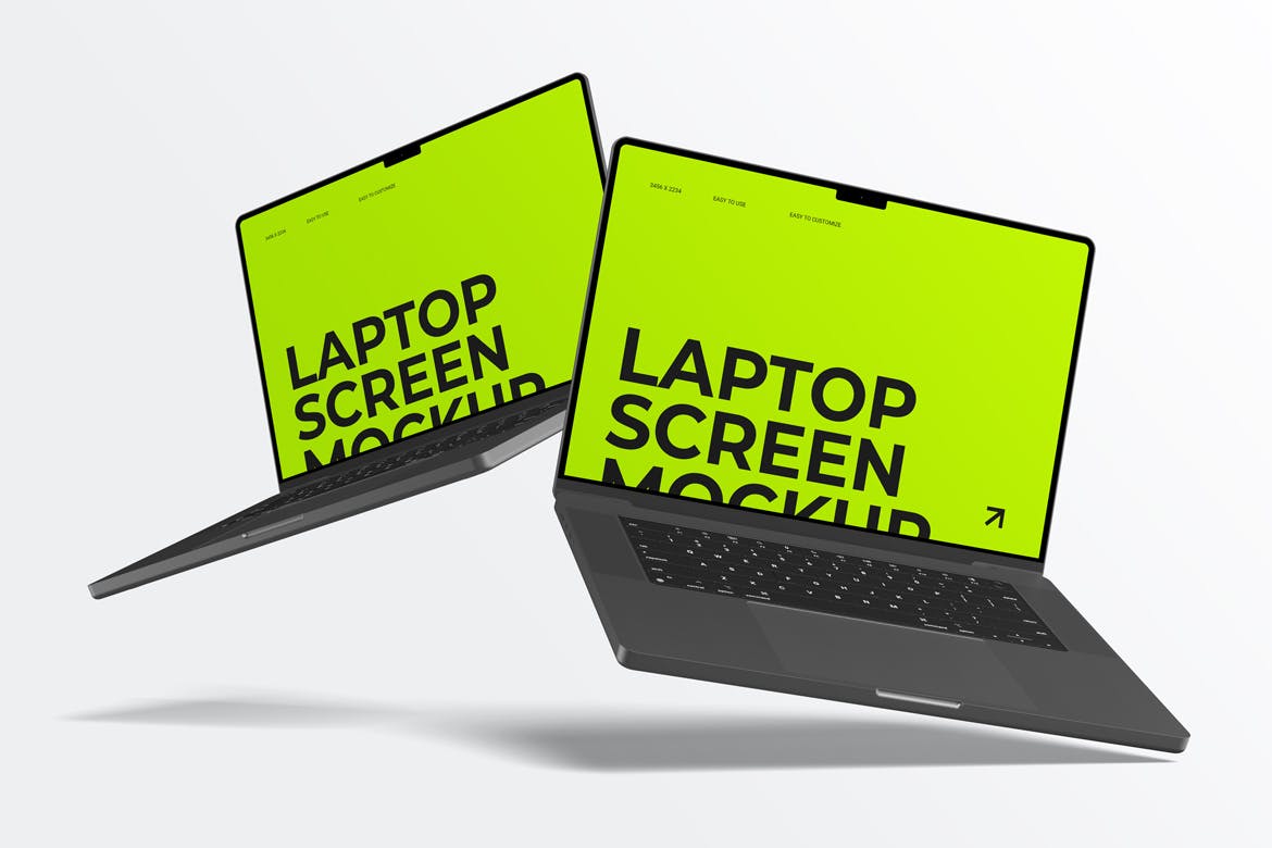 笔记本电脑屏幕样机顶视图 (PSD)