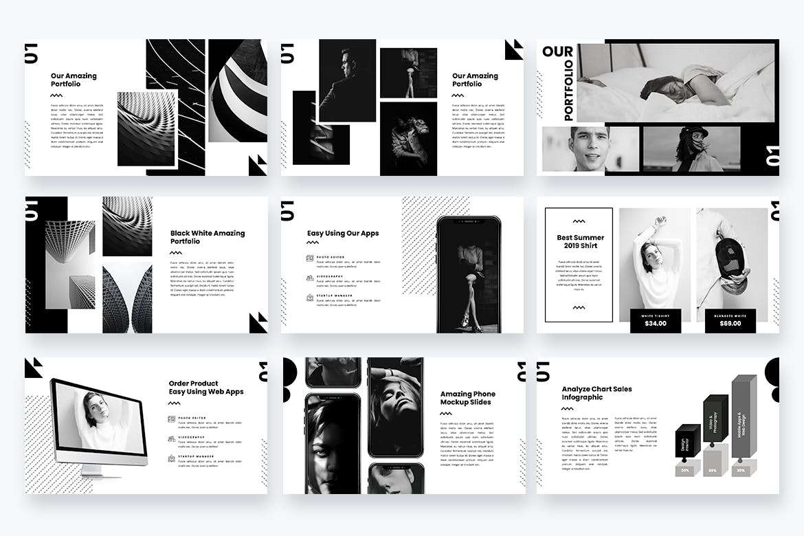 地理创意几何图形PPT模板（PPTX）