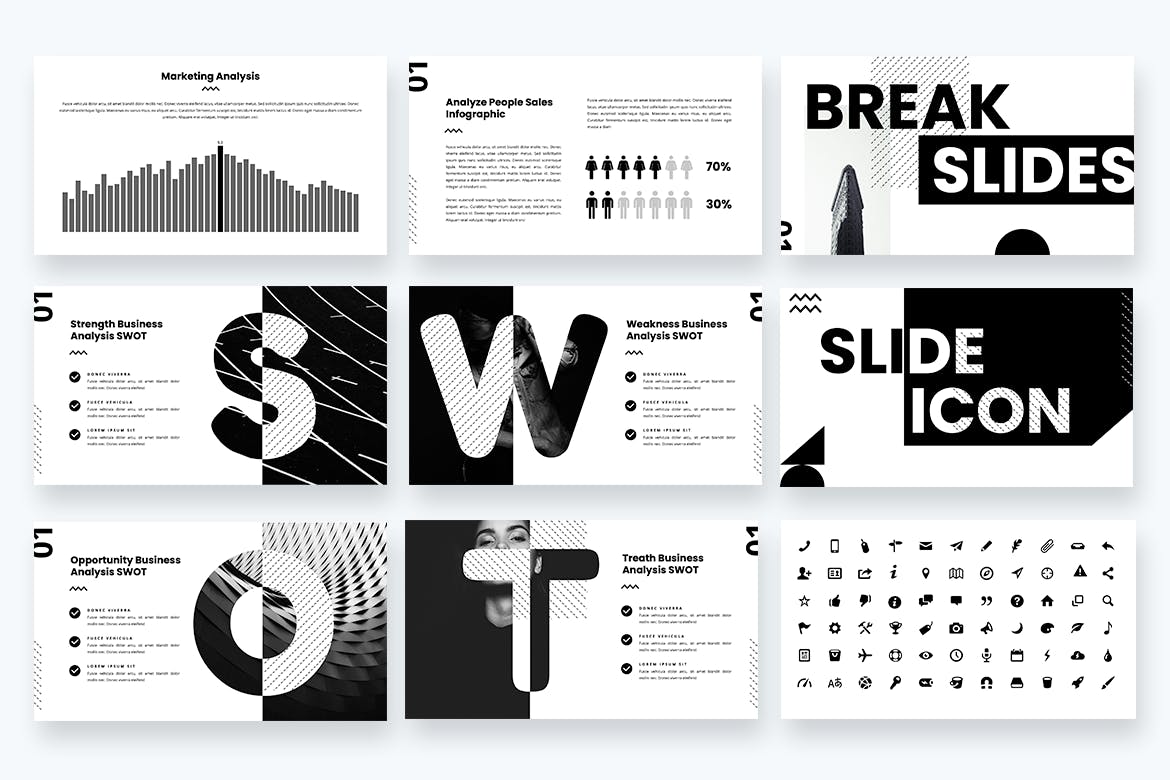 地理创意几何图形PPT模板（PPTX）