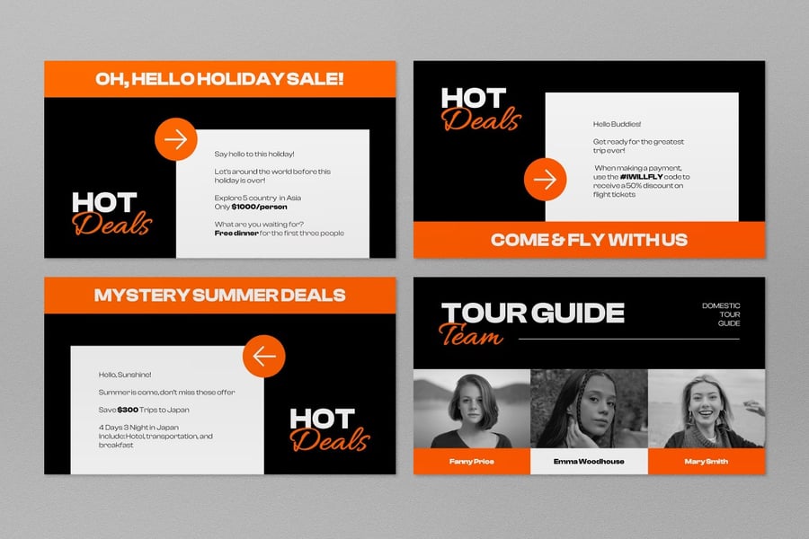 橙色大胆哥特式旅行社介绍PPT模版 (PPT,PPTX)