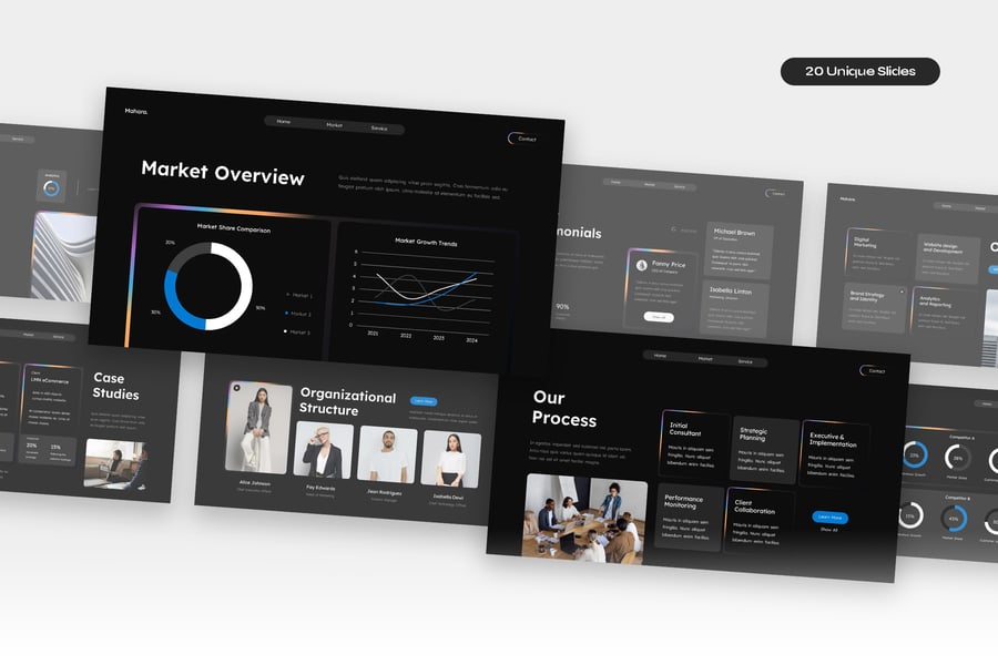 黑色多彩优雅商业机构宣传PPT模版 (PPTX,PPT)