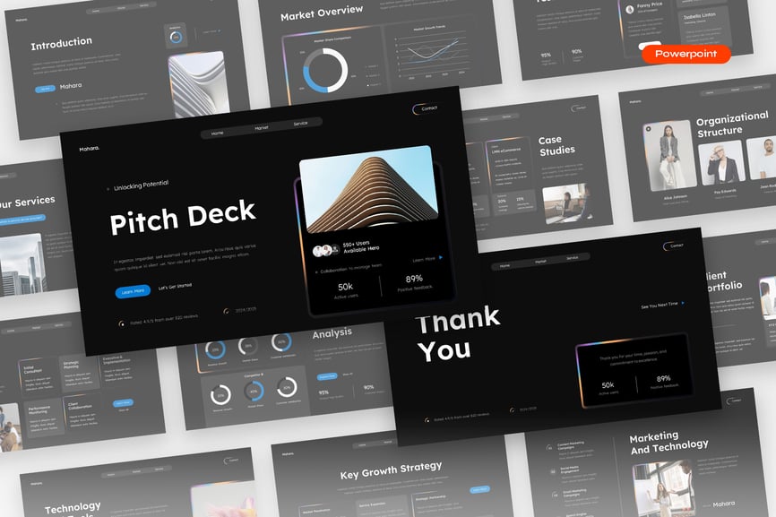 黑色多彩优雅商业机构宣传PPT模版 (PPTX,PPT)