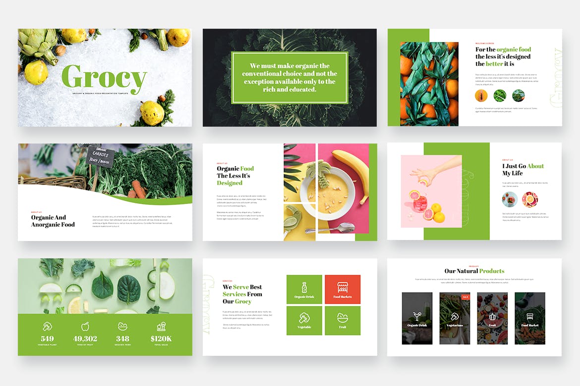 食品杂货和有机食品PPT模板（PPTX）