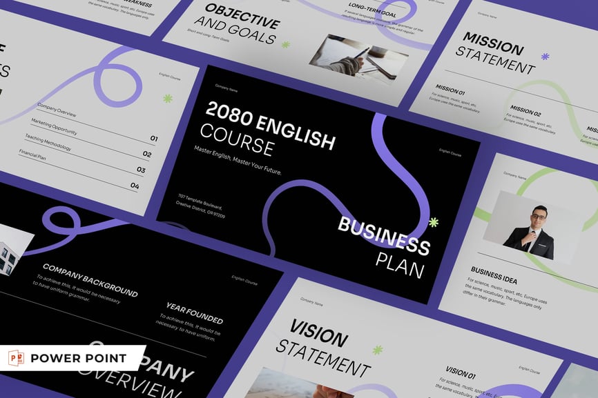 黑紫绿现代创意商业商业计划PPT模版 (PPT,PPTX)