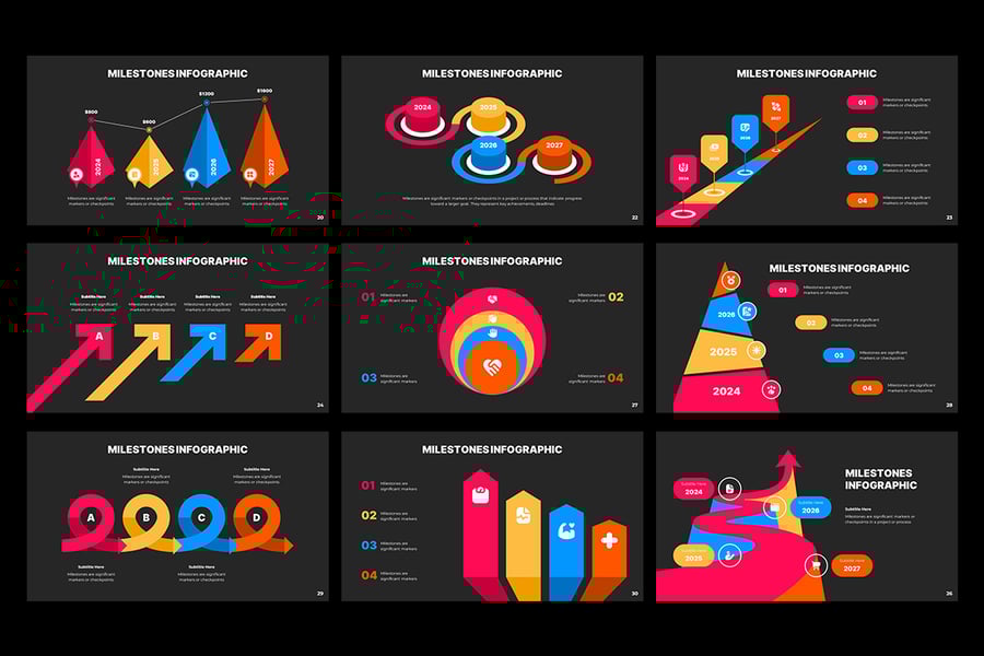 里程碑信息图表演示PPT模版 (PPTX)